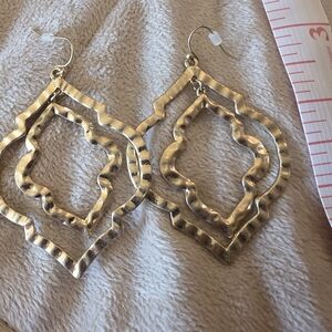 Park Lane Hammered Gold Double-Frame Drop Earrings